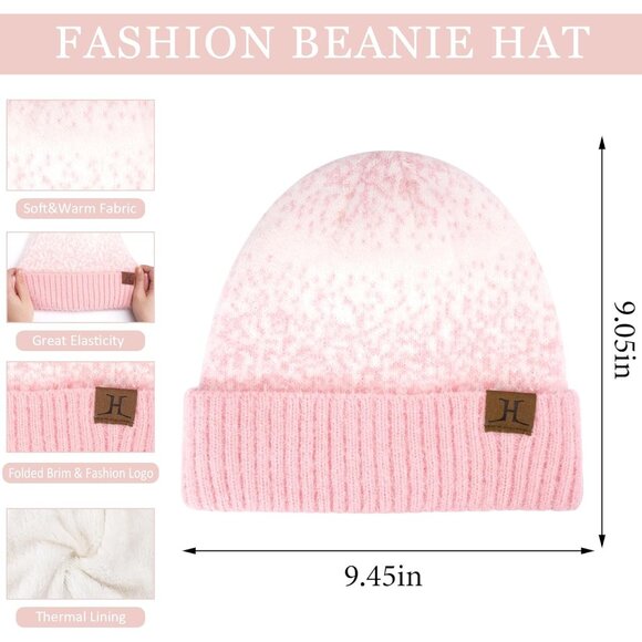 Womens Winter Knit Beanie Gloves Scarf Set Touchscreen Fleece Lined Warm - Picture 2 of 6